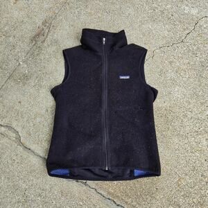 Vtg 90s PATAGONIA Small Mountain Logo Plain Outdoors Gorp Zip Up Fleece Vest XS